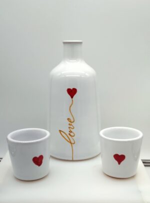 Oliera bottiglia con bicchiere